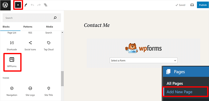 Add WPForms block